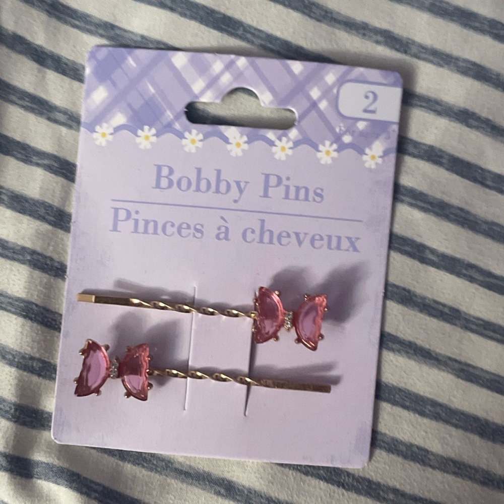 Pink Butterfly Hair Accessories with Metallic Finish